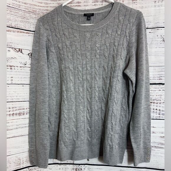 Talbots Sweater womens plus size 1x petite Cable Knit crew Neck Nylon Lamb wool - Picture 4 of 12
